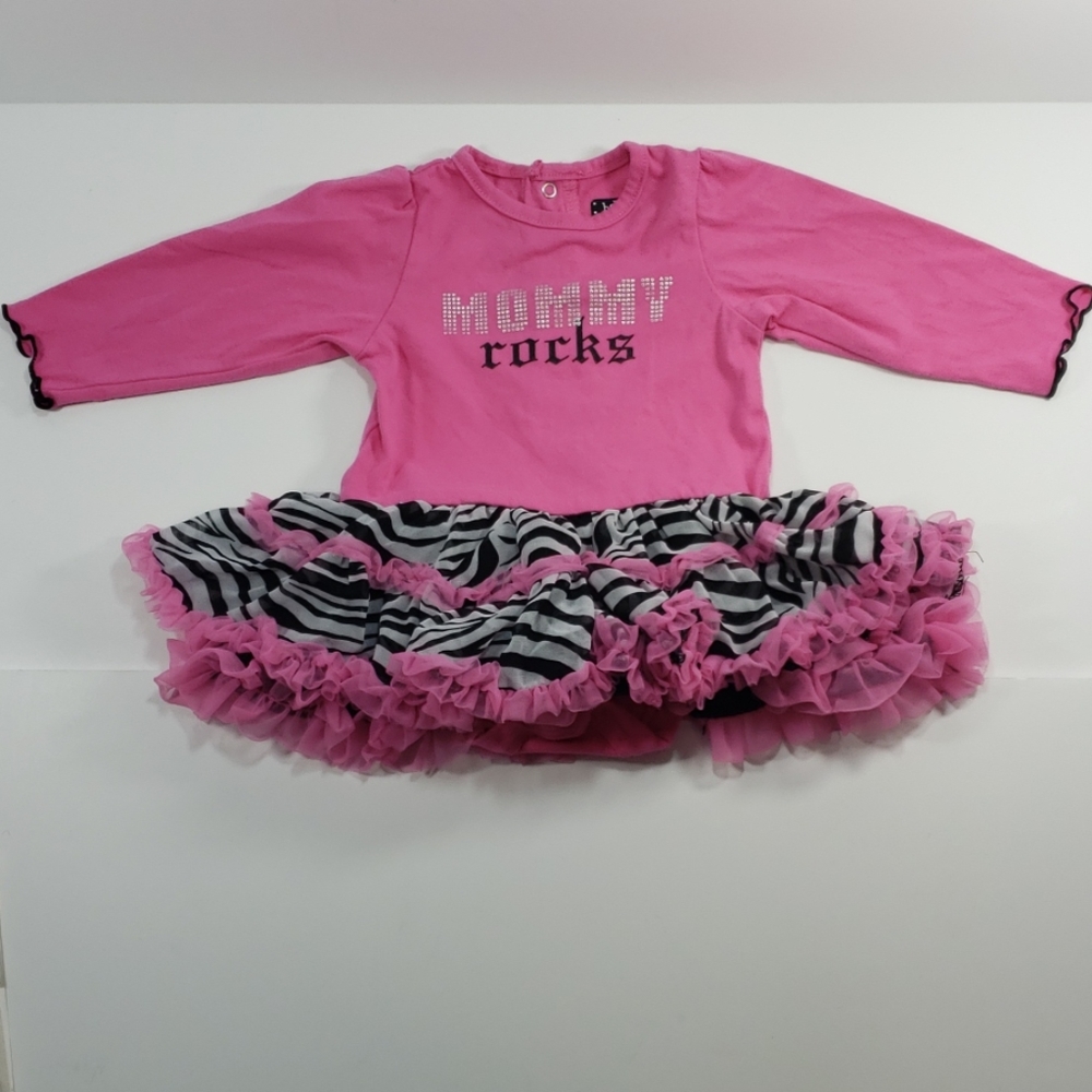 Baby Glam Mommy Rocks Hot Pink Zebra Tutu 6mon